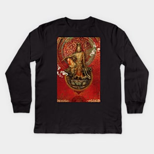 Kwanyin on Red Kids Long Sleeve T-Shirt